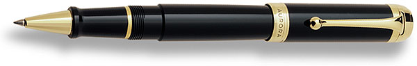 Aurora Talentum Black with Gold Trim RollerBall