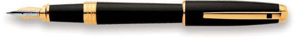 S T Dupont  Black Chinese Lacquer/Gold Trim  Medium Fountain Pen