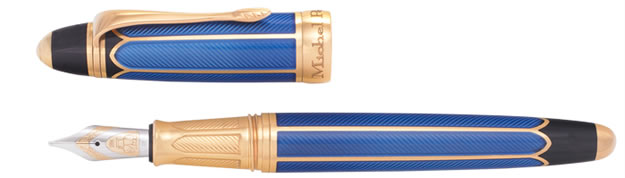 Michel Perchin Pen  - Blue with Gold Metropolitan Fountain Pen
