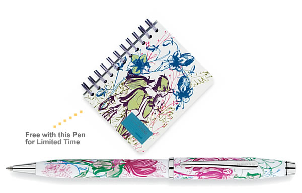 Cross Century II Rose Botanica Ball-Point Pen with Free Notebook
