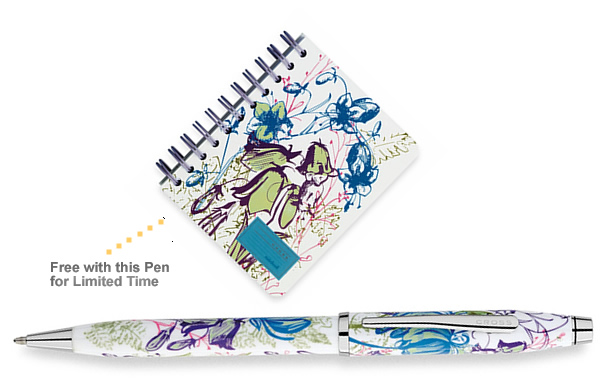 Cross Century II Bluebell Botanica Ball-Point Pen with Free Notebook