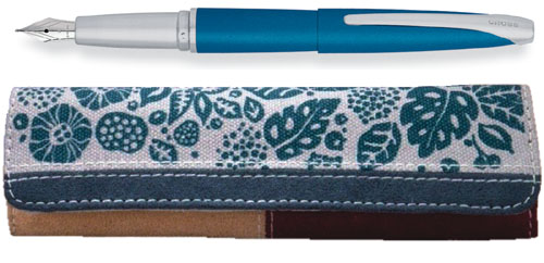 Cross ATX  Bahia Oceano Blue Fountain Pen w/ Free Rafe