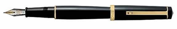 Omas Bologna Black Cotton Resin Gold Trim Fountain Pen 
