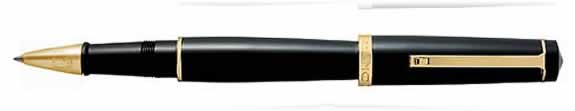 Omas Bologna Cotton Resin  Black Gold Trim Roller Ball Pen