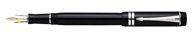 Parker Duofold  Fountain Pen Black with Silver Trim